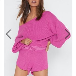 Nasty Gal One Shoulder Sweater and Shorts Set